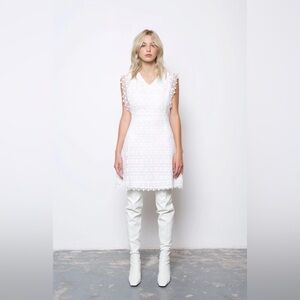 AMY LYNN Rowan White‎ Crochet Lace Sleeveless Mini Shift Dress Size Small
